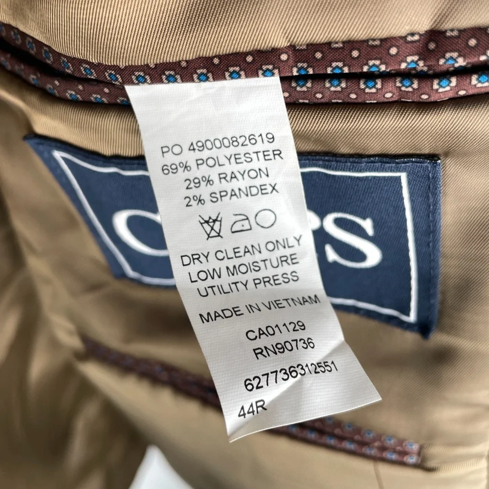 Ralph Lauren Chaps Mens Blazer 44R Brown Houndstooth Sports Coat Jacket‎